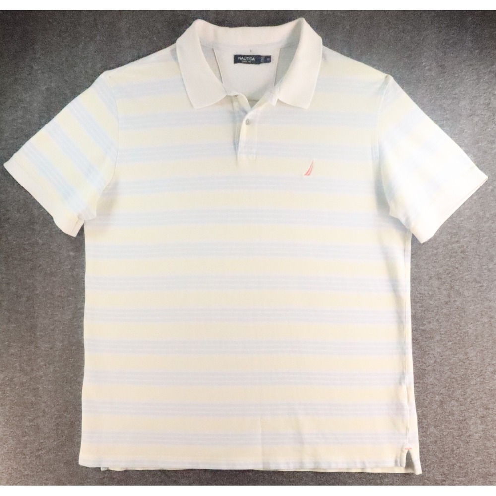 Nautica Men's XL Performance Deck Shirt Striped Short Sleeve Polo Y2K